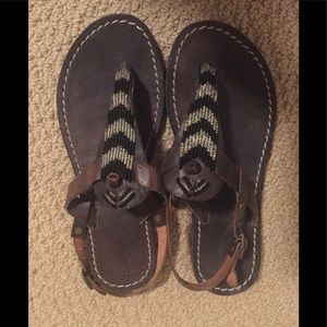 Laid back London beaded leather sandals